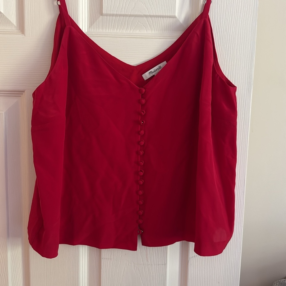Madewell Red Button-Front Spaghetti Strap Tank